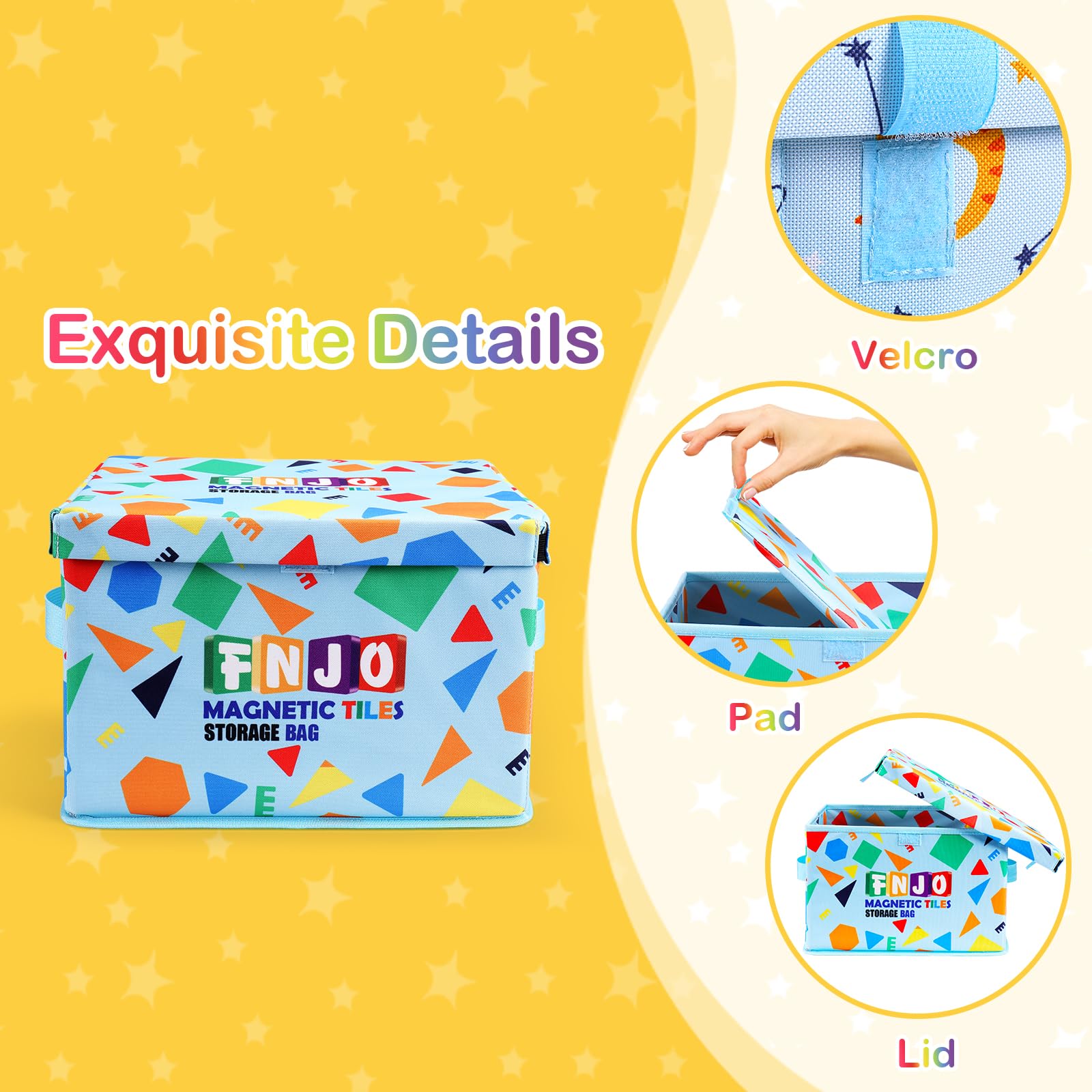 FNJO toy storage bin portable design for room-to-room organization.