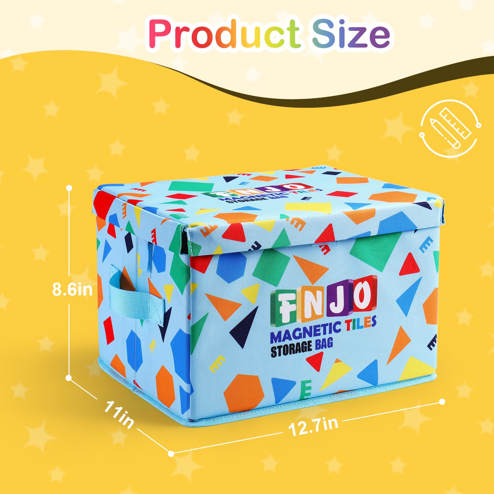 FNJO toy storage bin rounded edges for child safety.
