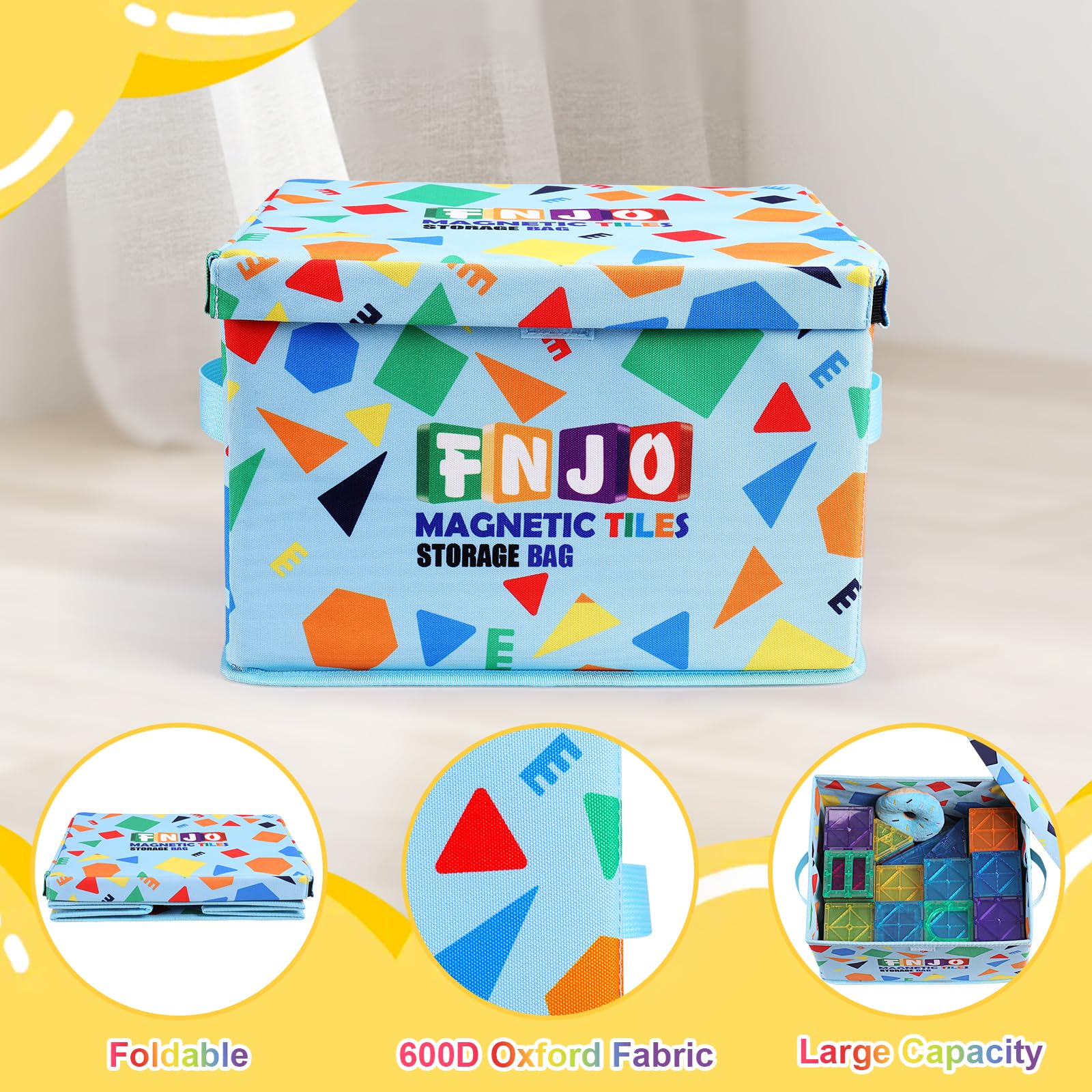 FNJO toy storage bin stylish design complements playroom décor.