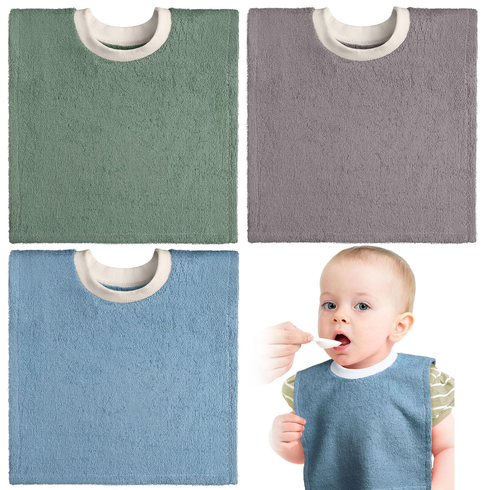 Foaincore pullover baby bib with full-coverage design protects outfits during meals.
