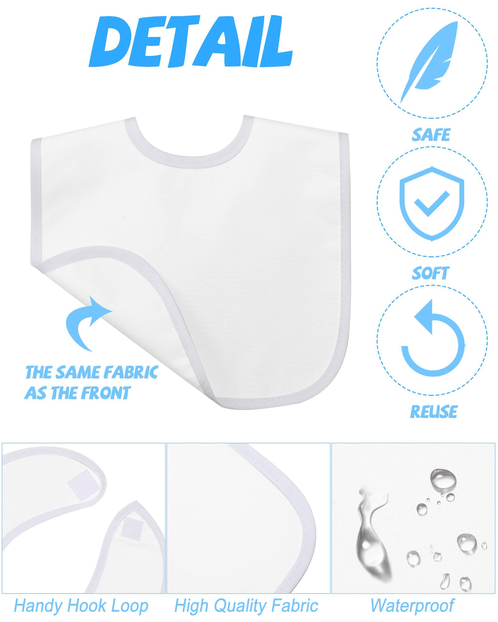 Foaincore white bib sublimation surface shows printable area for custom designs and gifts
