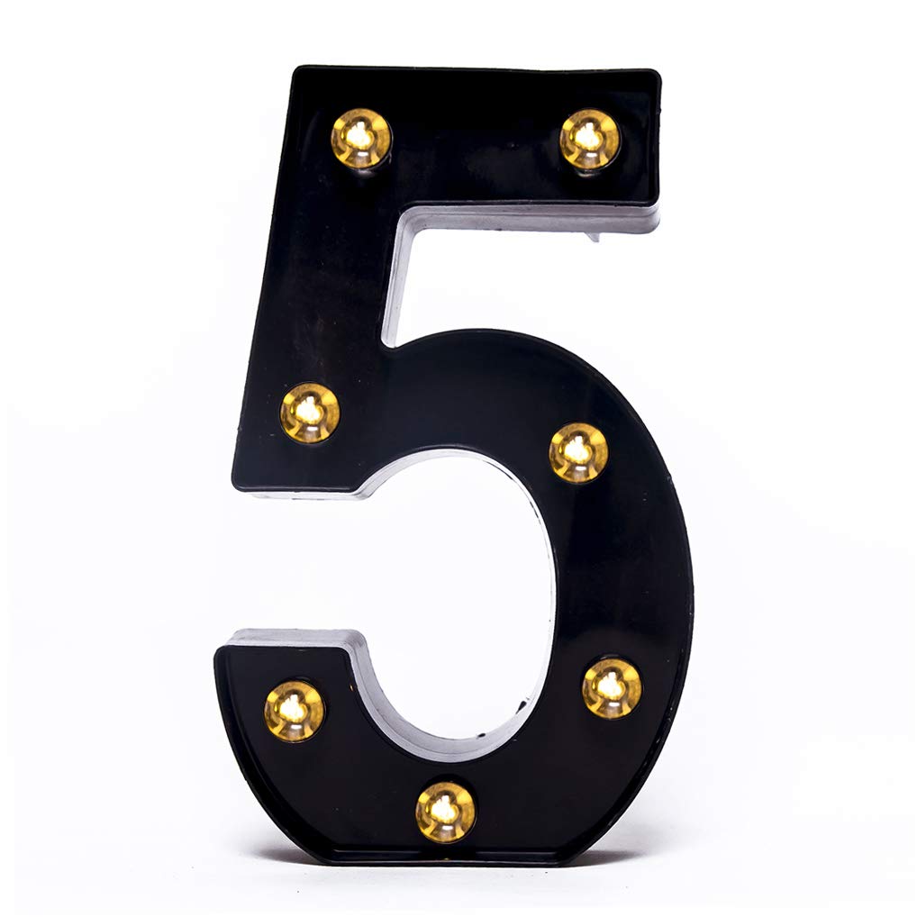 Foaky black LED marquee number lights sign illuminating events with a bold wall display