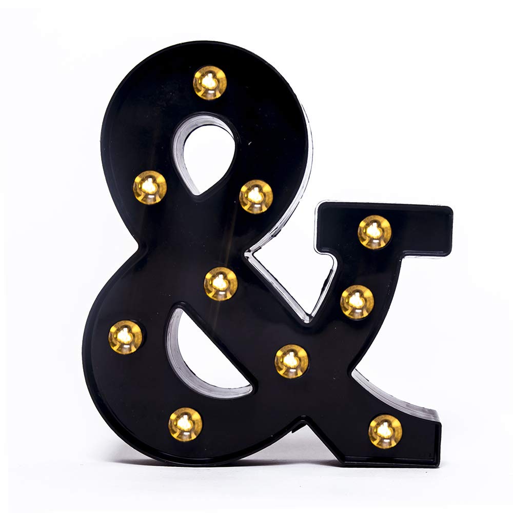 Foaky black LED marquee number lights hanging on wall for elegant wedding decor