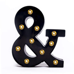 Foaky black LED marquee number lights hanging on wall for elegant wedding decor