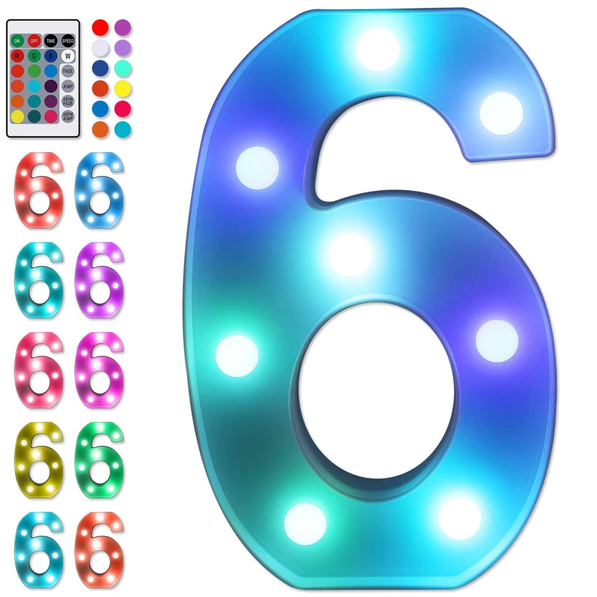 Foaky Colorful LED Number Lights with Remote show remote-controlled color changes for events