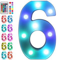 Foaky Colorful LED Number Lights with Remote show remote-controlled color changes for events
