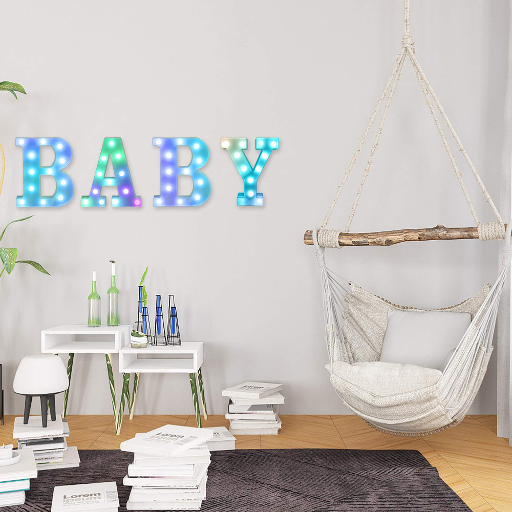 Foaky LED letter lights demonstrate 16 colors and remote modes for customization
