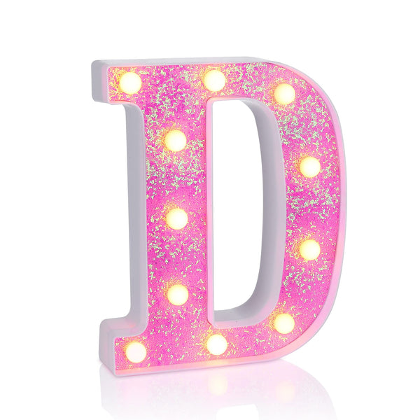 Foaky pink light up letters front view, ideal bright party decor centerpiece