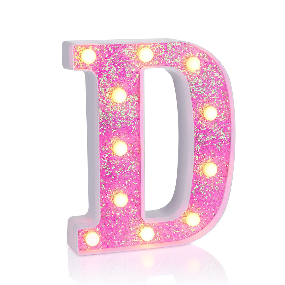 Foaky pink light up letters front view, ideal bright party decor centerpiece