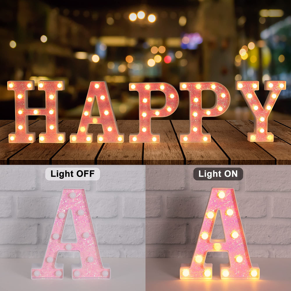 Foaky pink light up letters side view, great for wall or shelf decoration