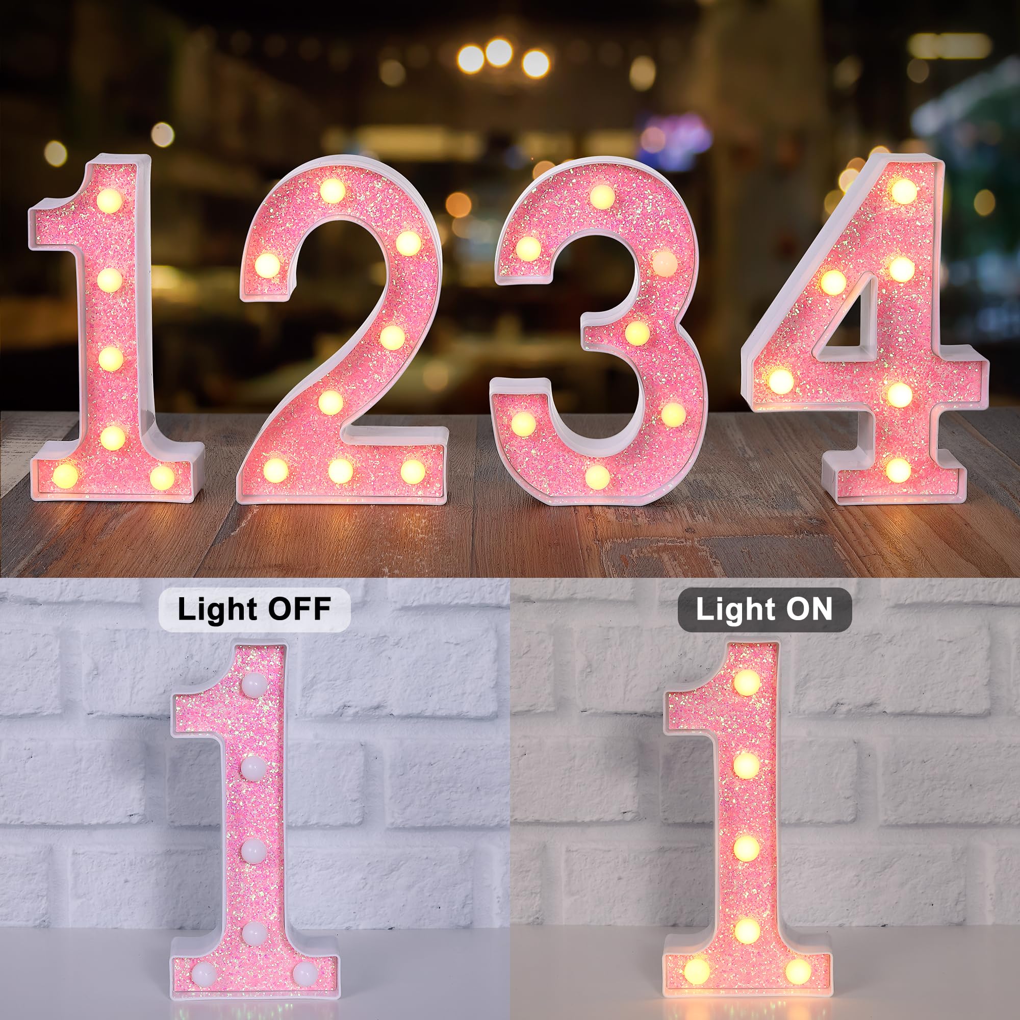 Foaky Pink Light Up Letters wall-hanging option creates glow for celebrations.