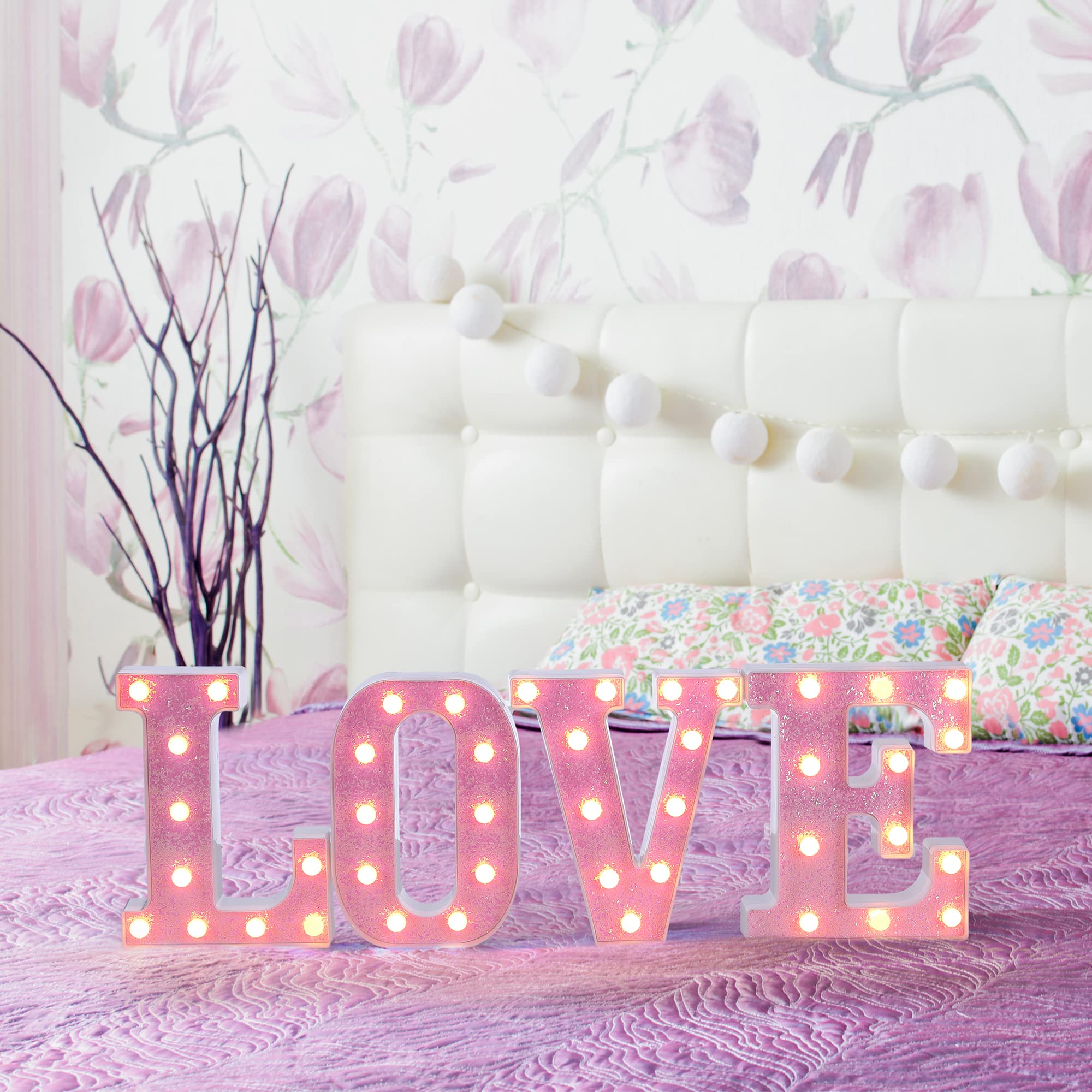 Foaky pink party decor brightens tables, mantels, or shelves.