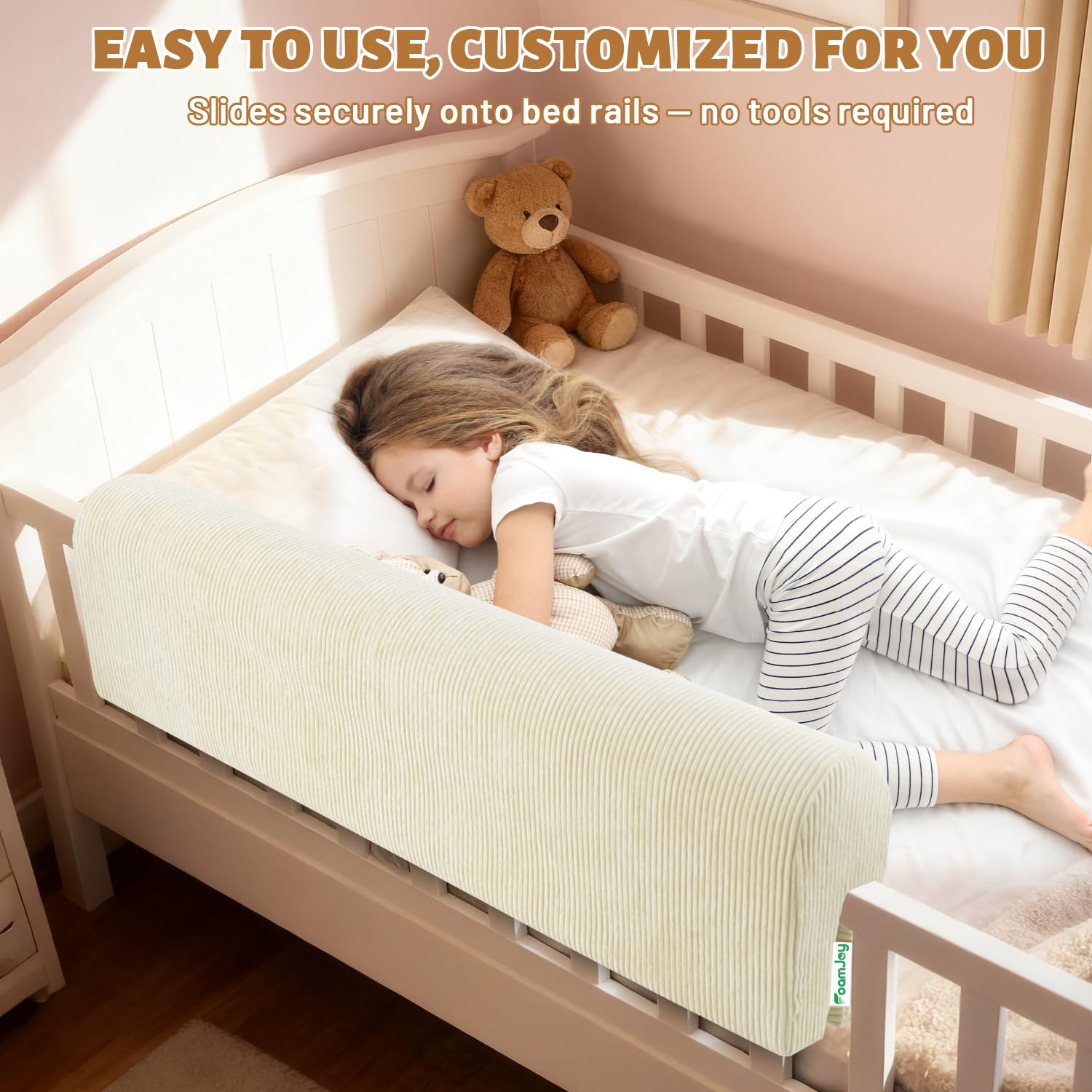 FoamJoy bunk bed rail protector with soft cover for safe edges.