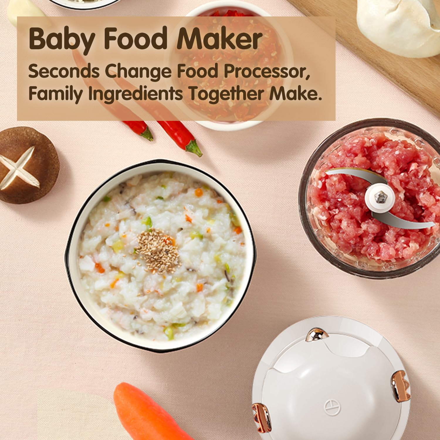 FOBISABI baby food maker puree versatility – creates meals from fruits, vegetables, and meats.