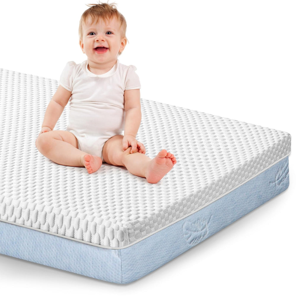 Foctance crib mattress double-sided cover shown for all-season comfort.