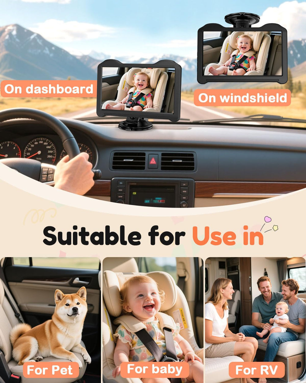 Fodkh backseat monitor one or two kids during drives