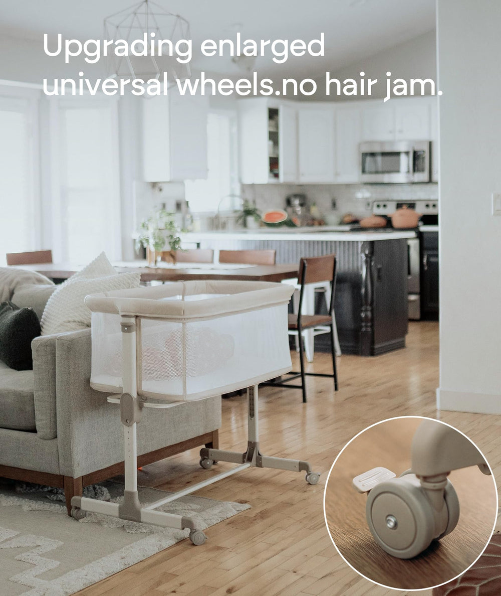 Fodoss bassinet height adjustability helps align with different beds