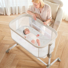 Fodoss bedside bassinet mesh design supports safe, breathable sleep near parents