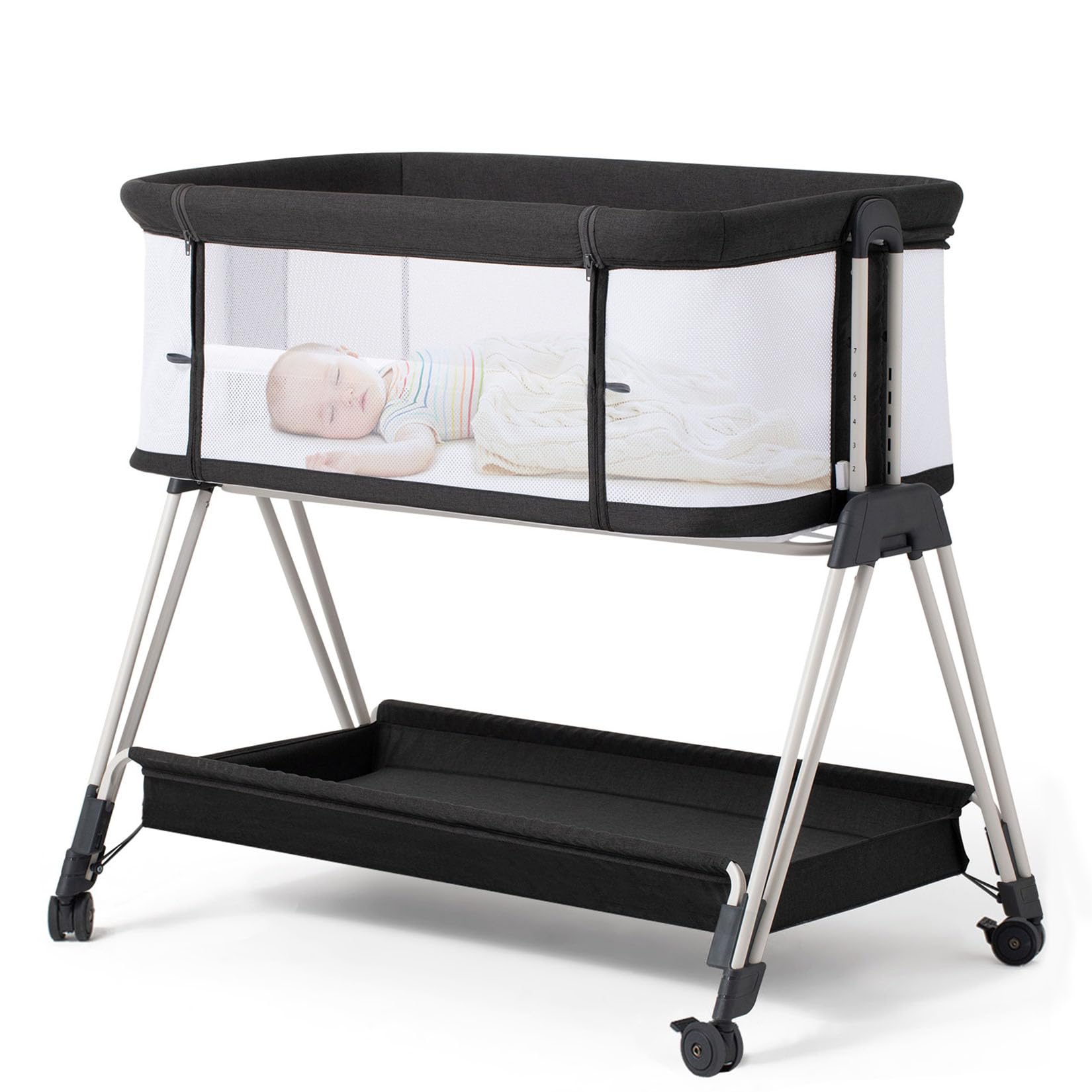 Fodoss Baby Bassinet mesh sides improve airflow and easy checks