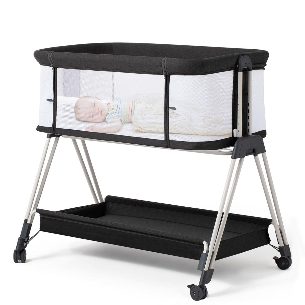 Fodoss Baby Bassinet mesh sides improve airflow and easy checks