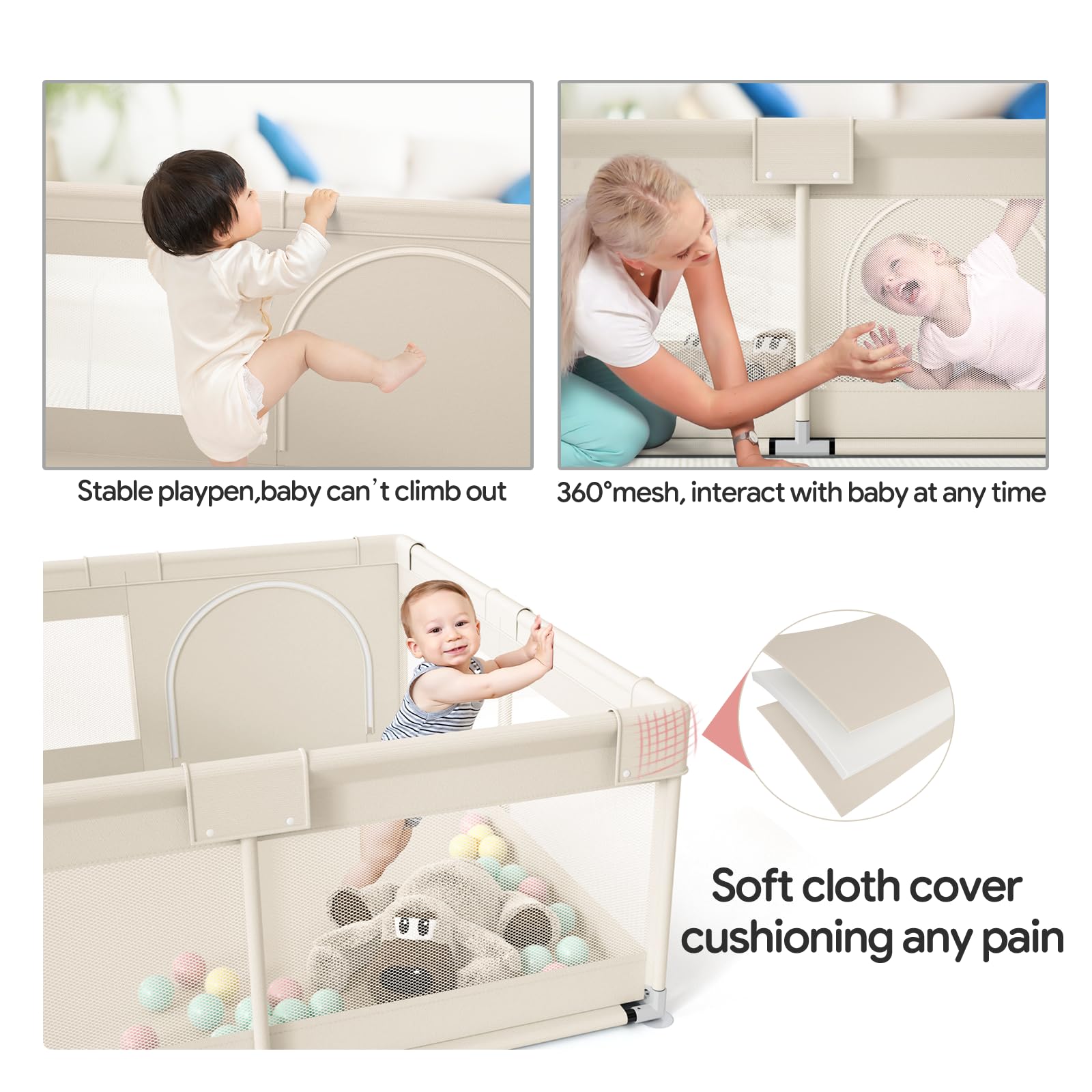 Fodoss suction cups secure the fence to floor, reducing tipping risk.