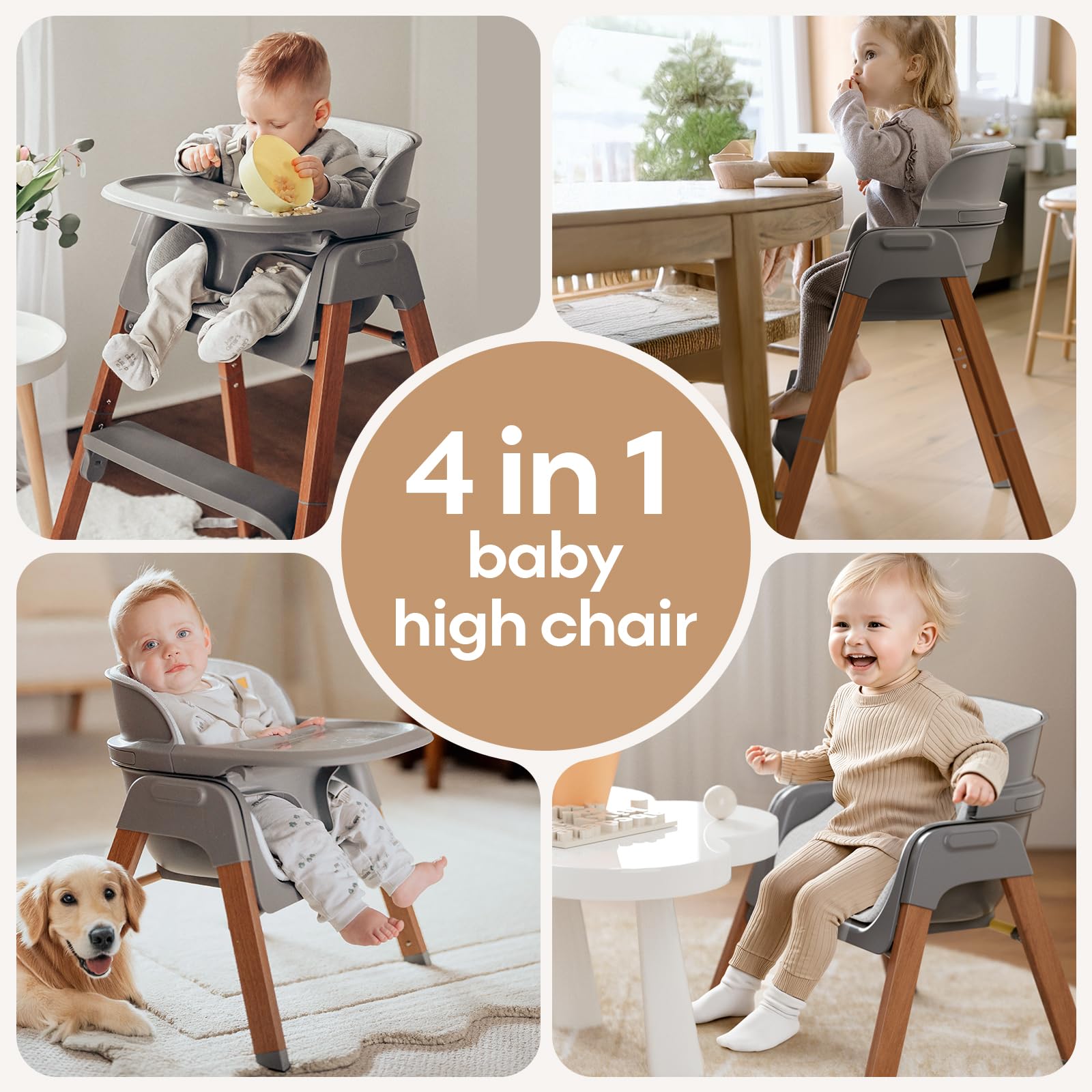 Fodoss height-adjustable high chair grows with your child during meals