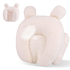 Foileon portable baby pillow with cartoon bear design supports cozy newborn sleep