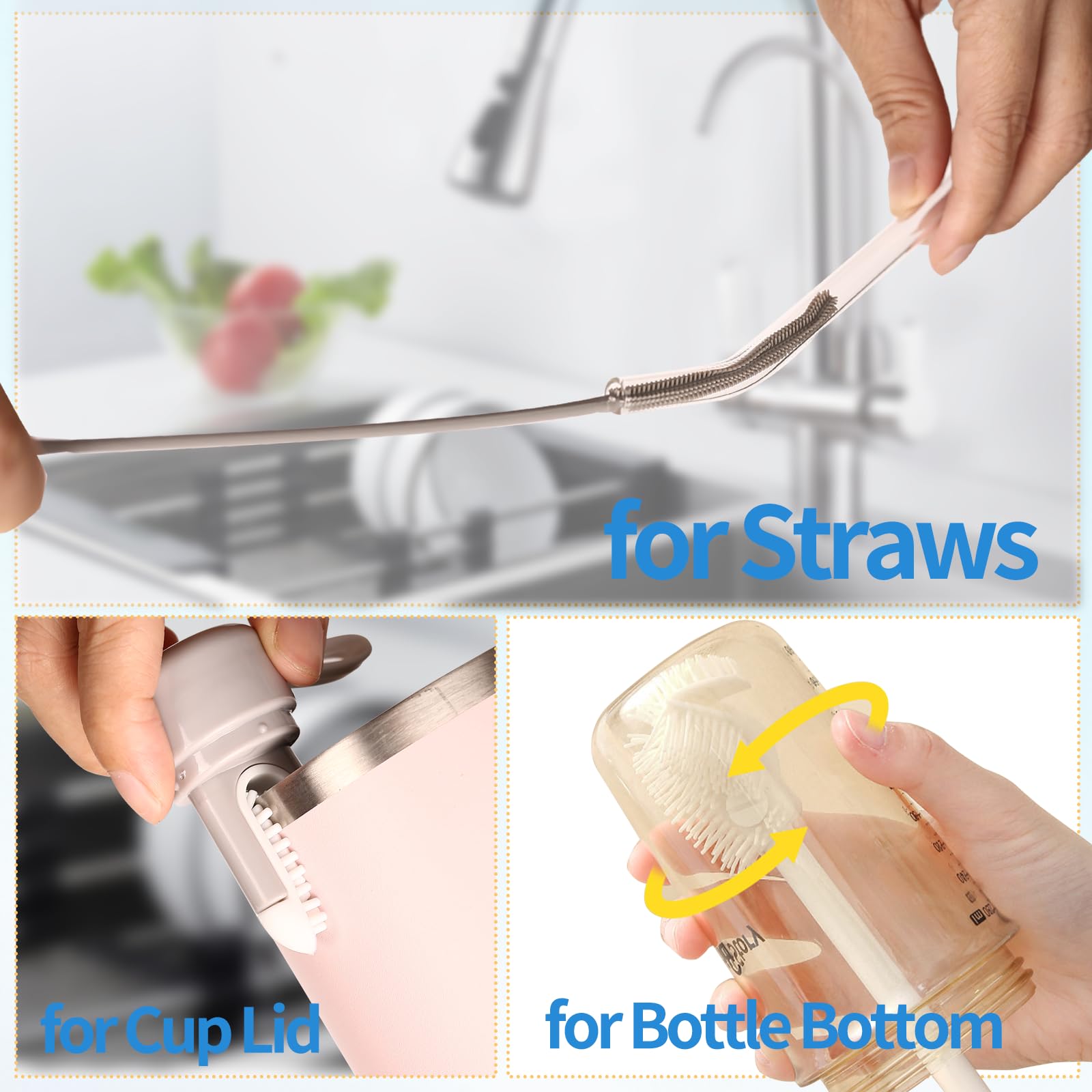Fojaglad detachable cup brush for thorough cup cleanup
