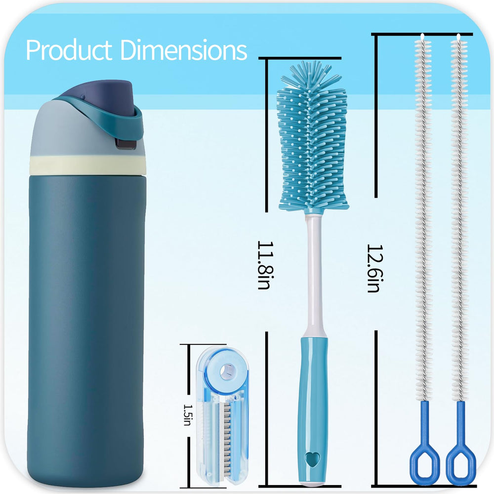 Fojaglad silicone bottle brush long handle protects finishes.