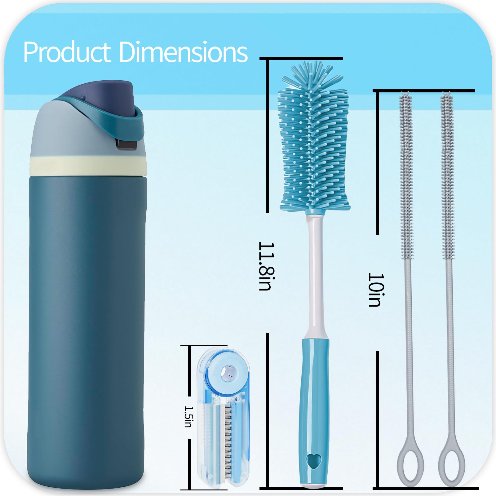 Fojaglad straw brush with flexible core cleans tight bends safely