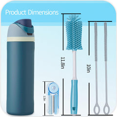Fojaglad straw brush with flexible core cleans tight bends safely