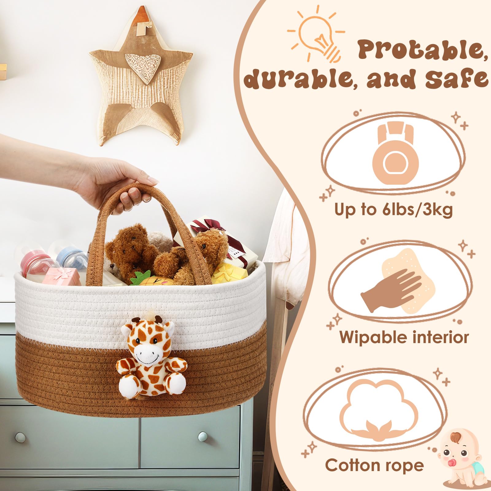 FoldTier baby shower gift basket featuring giraffe accent