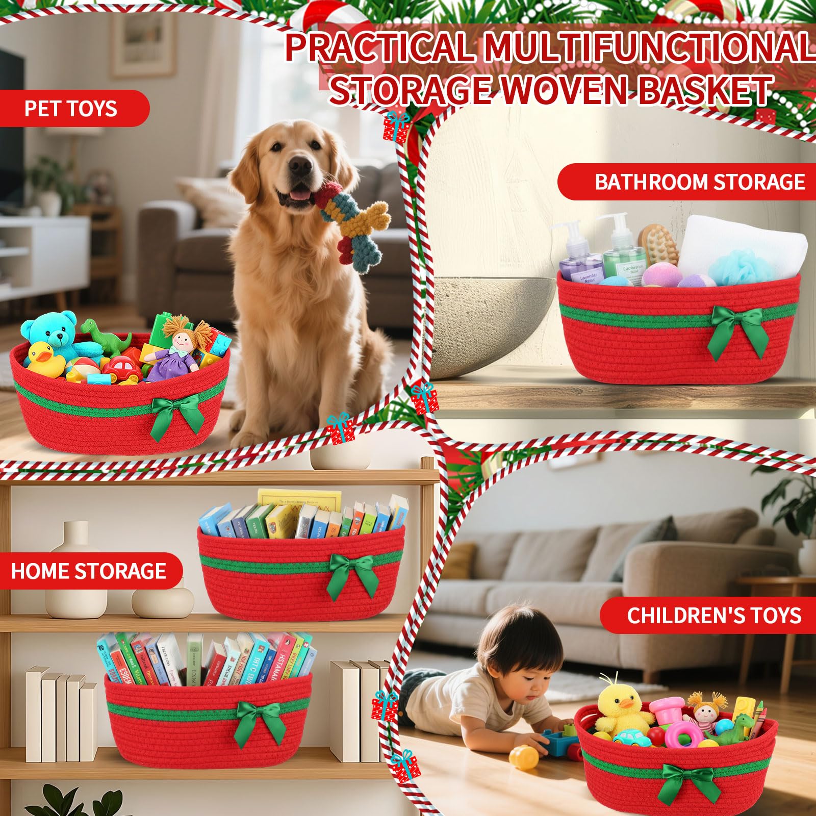 FoldTier basket with cat-ear handles offers sturdy, portable storage.