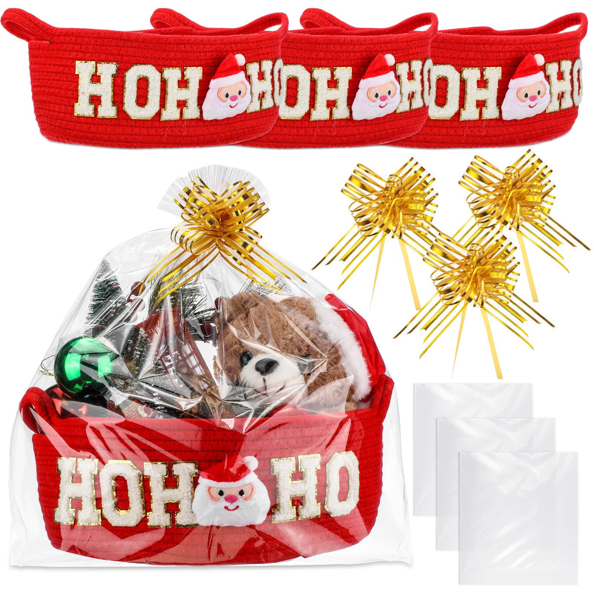 FoldTier Christmas basket set showing three empty baskets for gifting