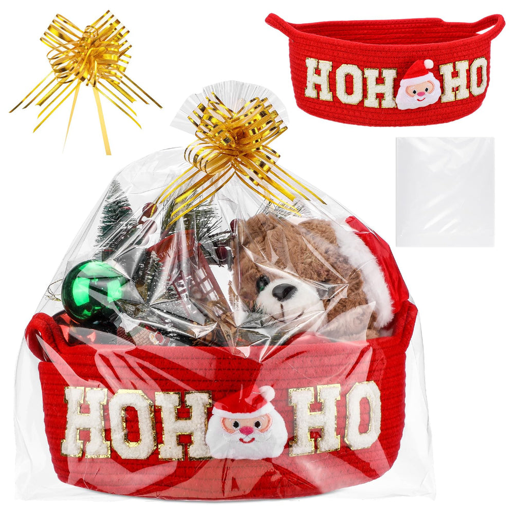 FoldTier Christmas basket with handle, ideal for elegant gift packaging