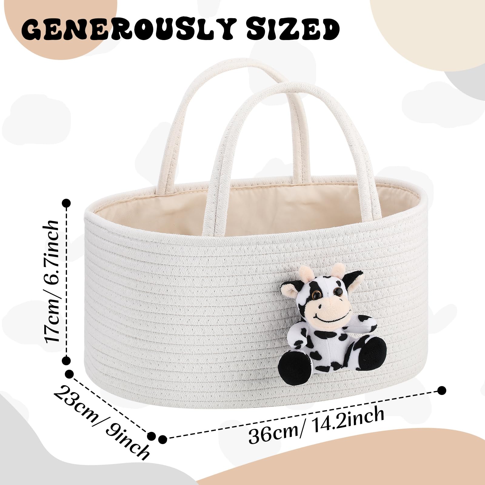 FoldTier cow-design nursery basket adds playful charm to baby care routines.