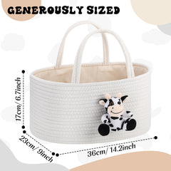 FoldTier cow-design nursery basket adds playful charm to baby care routines.