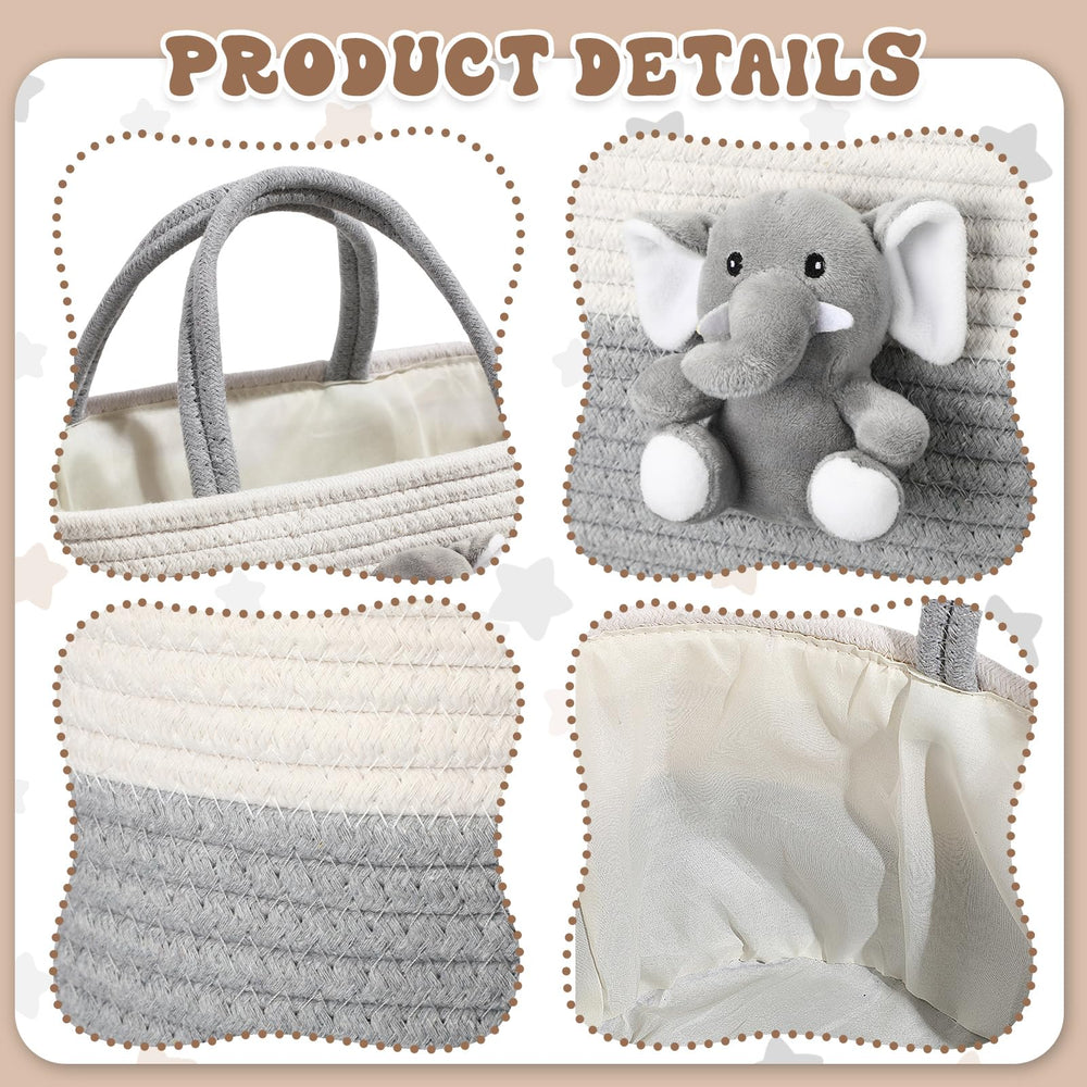 FoldTier Elephant Diaper Caddy front elephant design adds nursery charm.