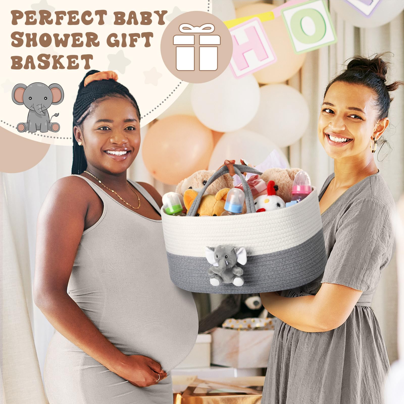 FoldTier Elephant Diaper Caddy gift-ready packaging for baby showers