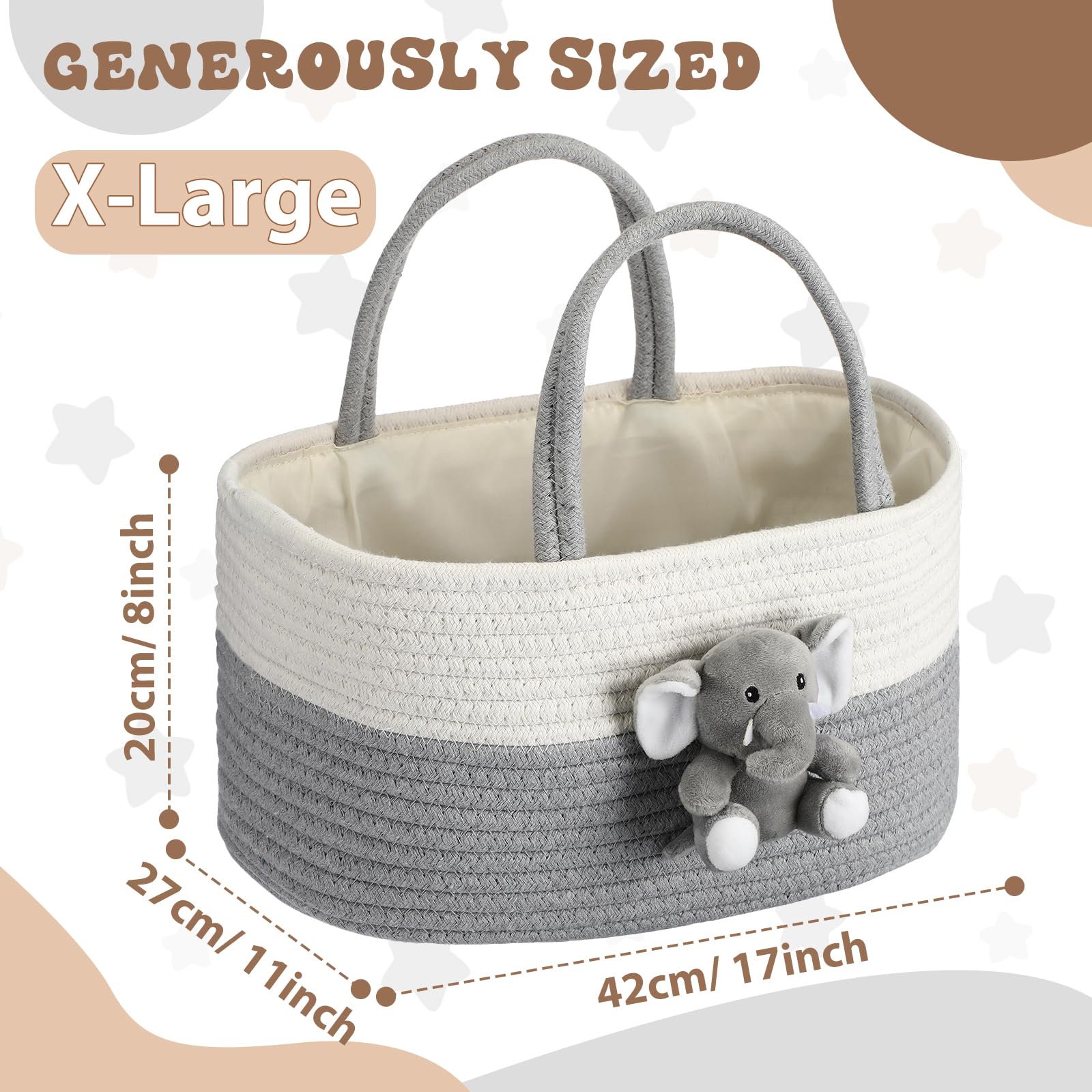 FoldTier Elephant Diaper Caddy handle close-up for portable nursery organization