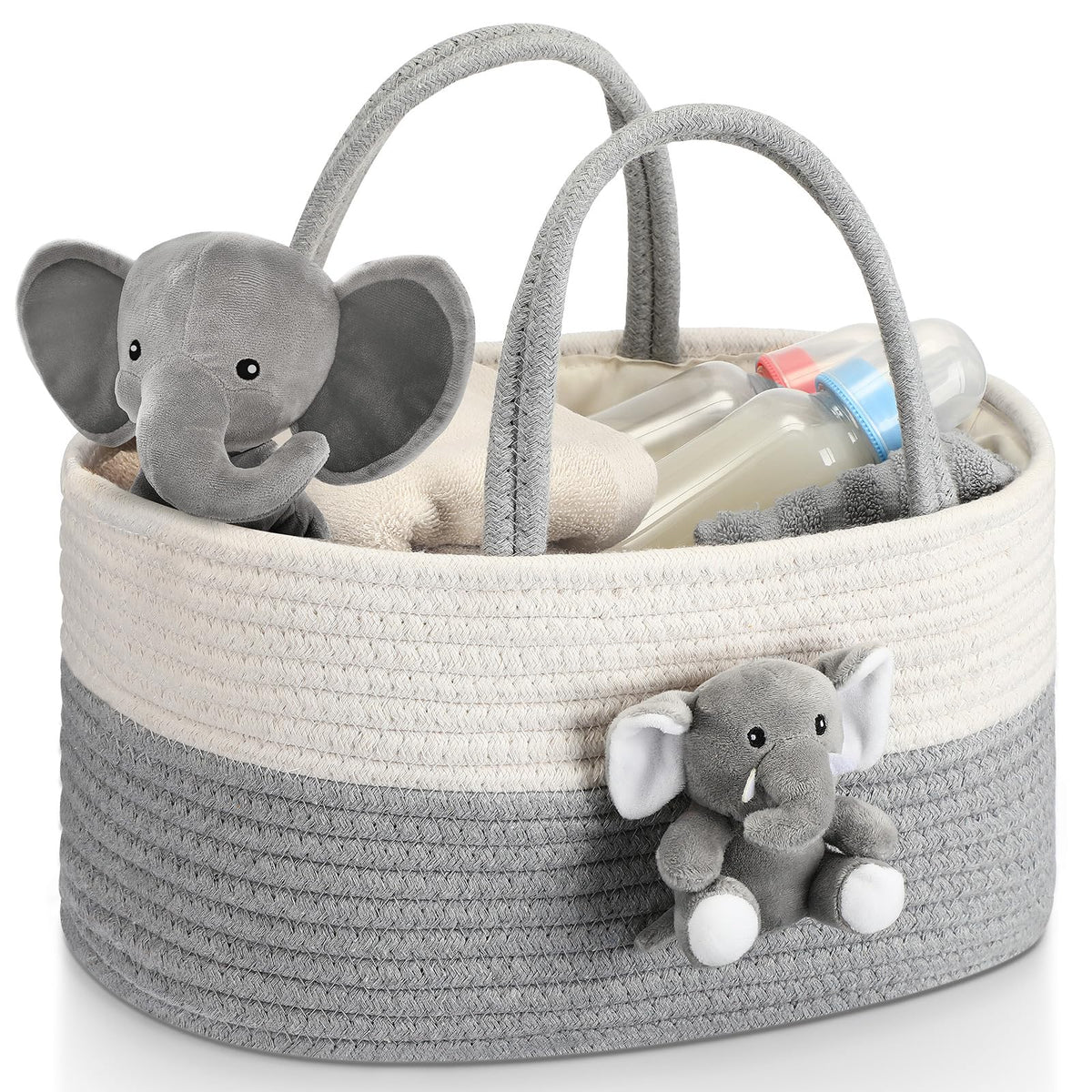 FoldTier Elephant Diaper Caddy Large Storage to keep diapers within reach.