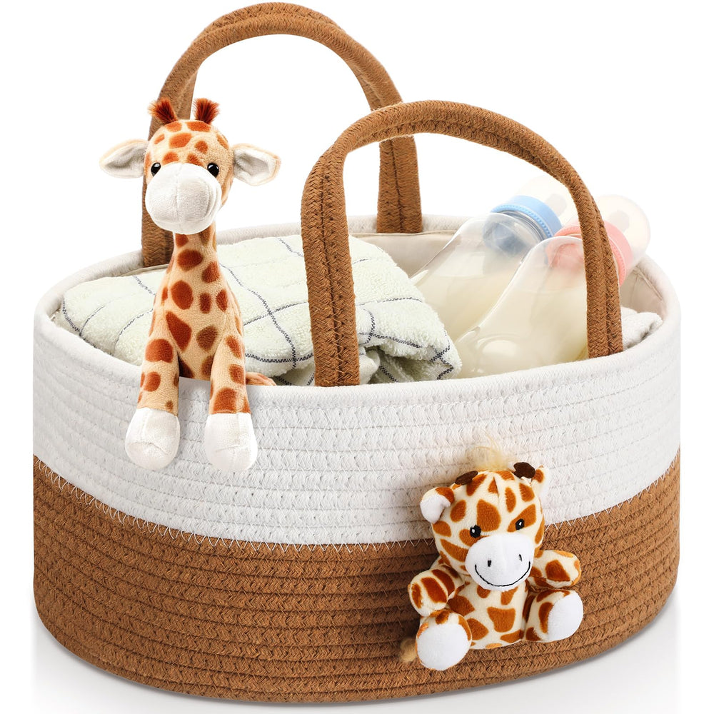 FoldTier giraffe diaper caddy front view for nursery organization