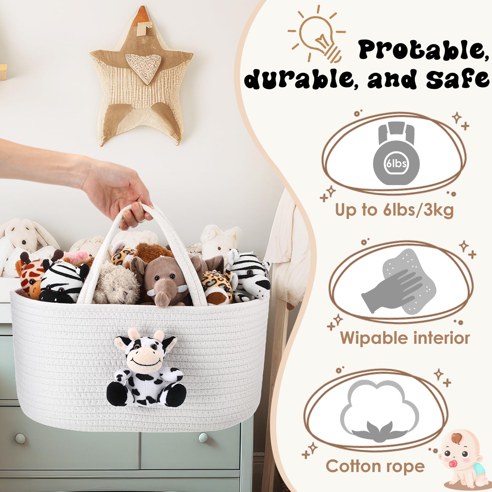 FoldTier portable diaper caddy with sturdy handle for quick moves around the home.