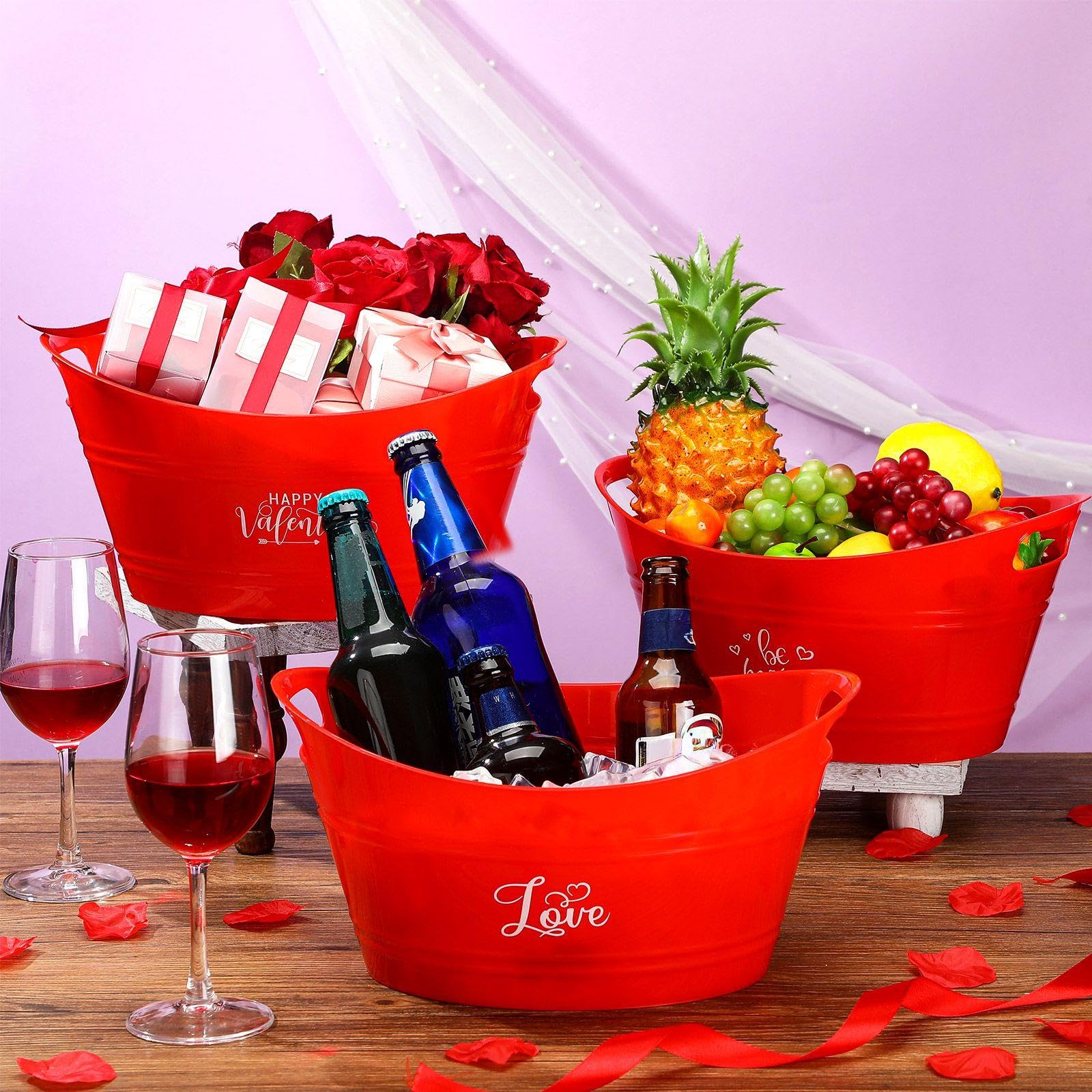 FoldTier red plastic ice bucket close-up, durable and easy to wipe.