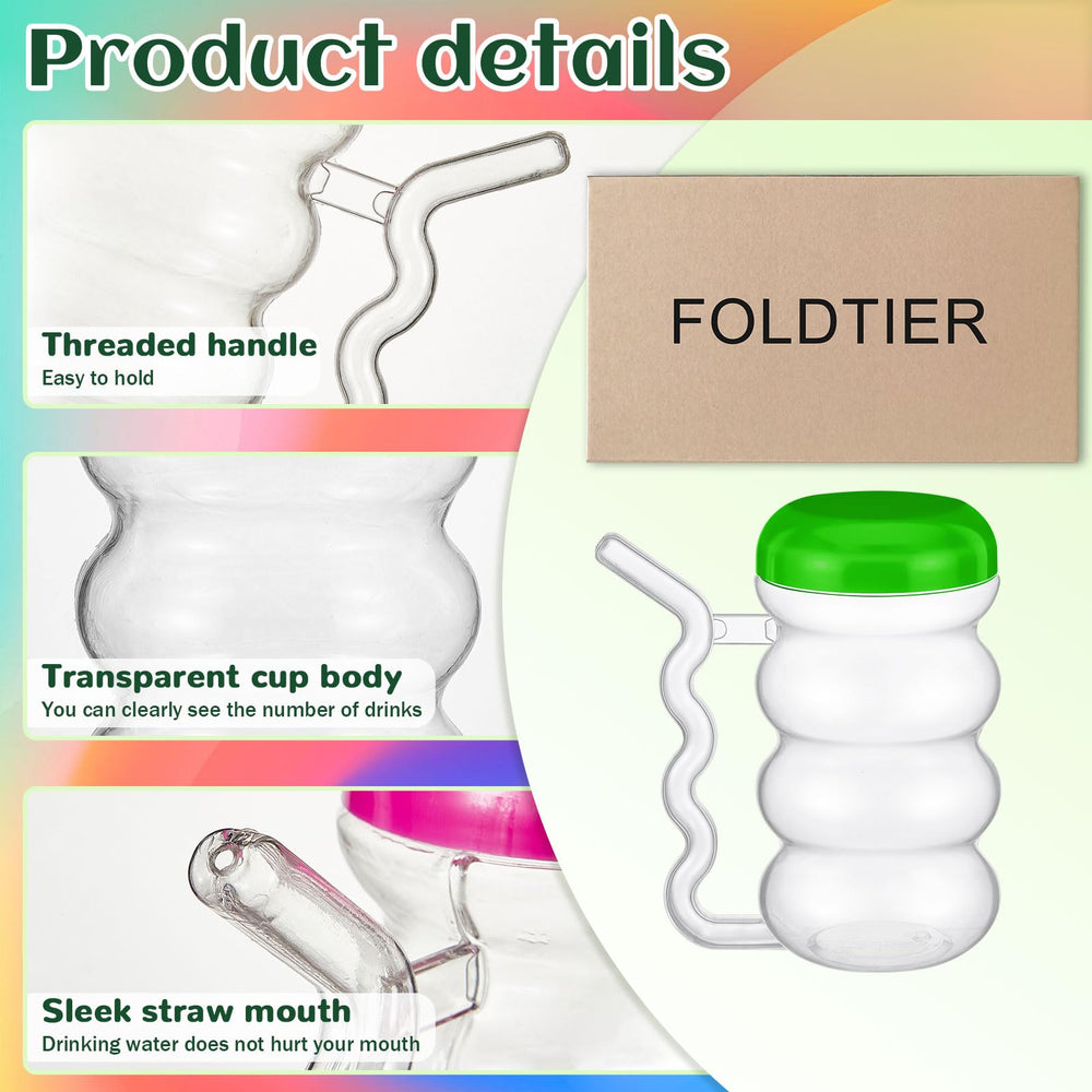 FoldTier green cup with lid and straw, spill-resistant design for daily use.