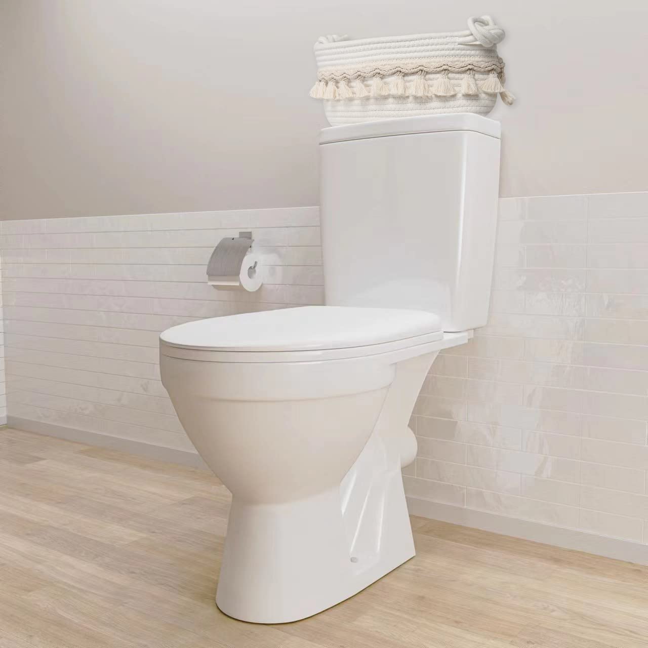 Followarm basket with rope handles demonstrates easy portability and decorative charm.