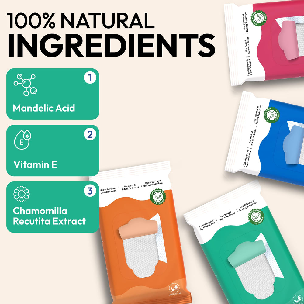 FOMIN acidified deodorant wipes exfoliating action helps remove dead skin.