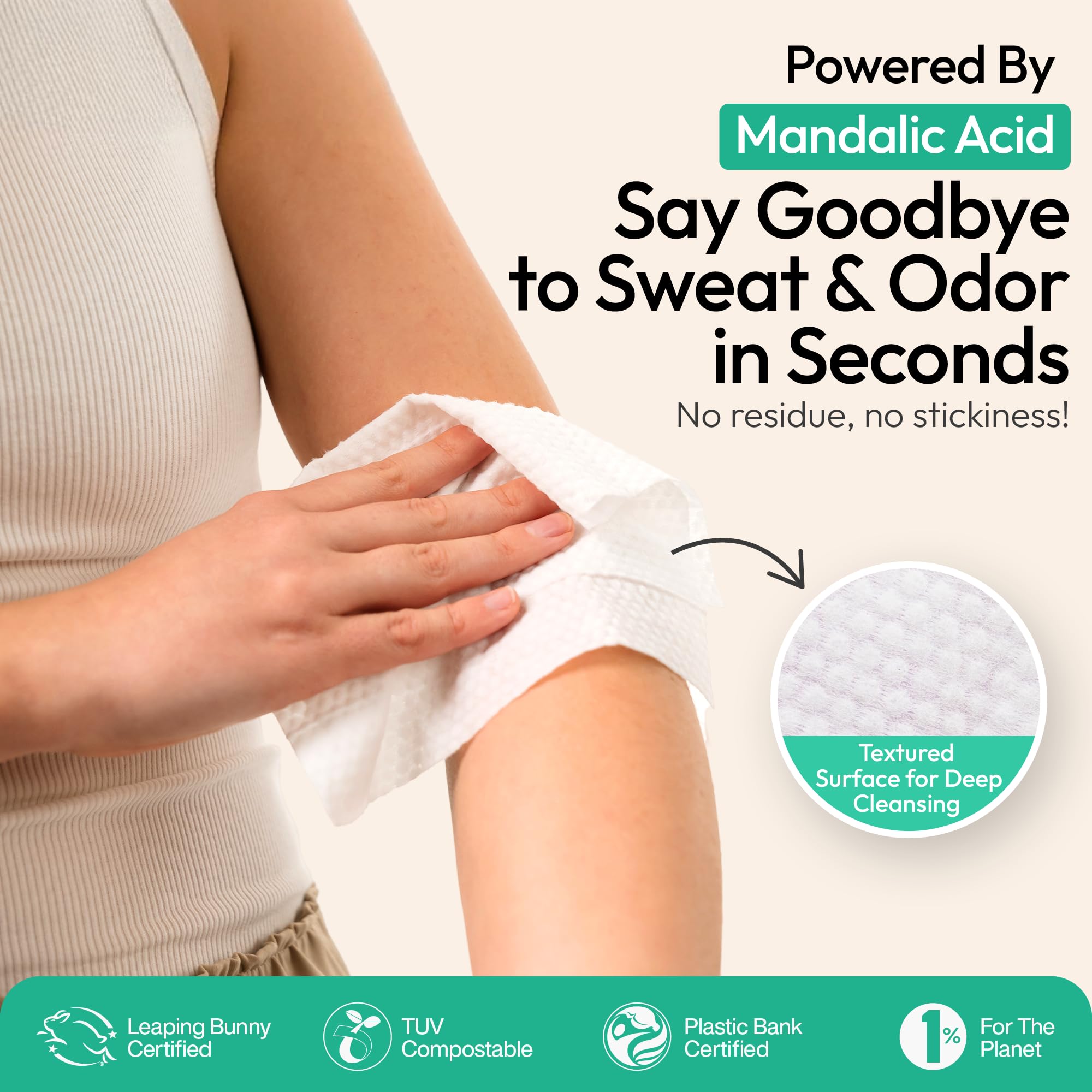 FOMIN acidified deodorant wipes mandalic acid benefits for gentle cleansing.