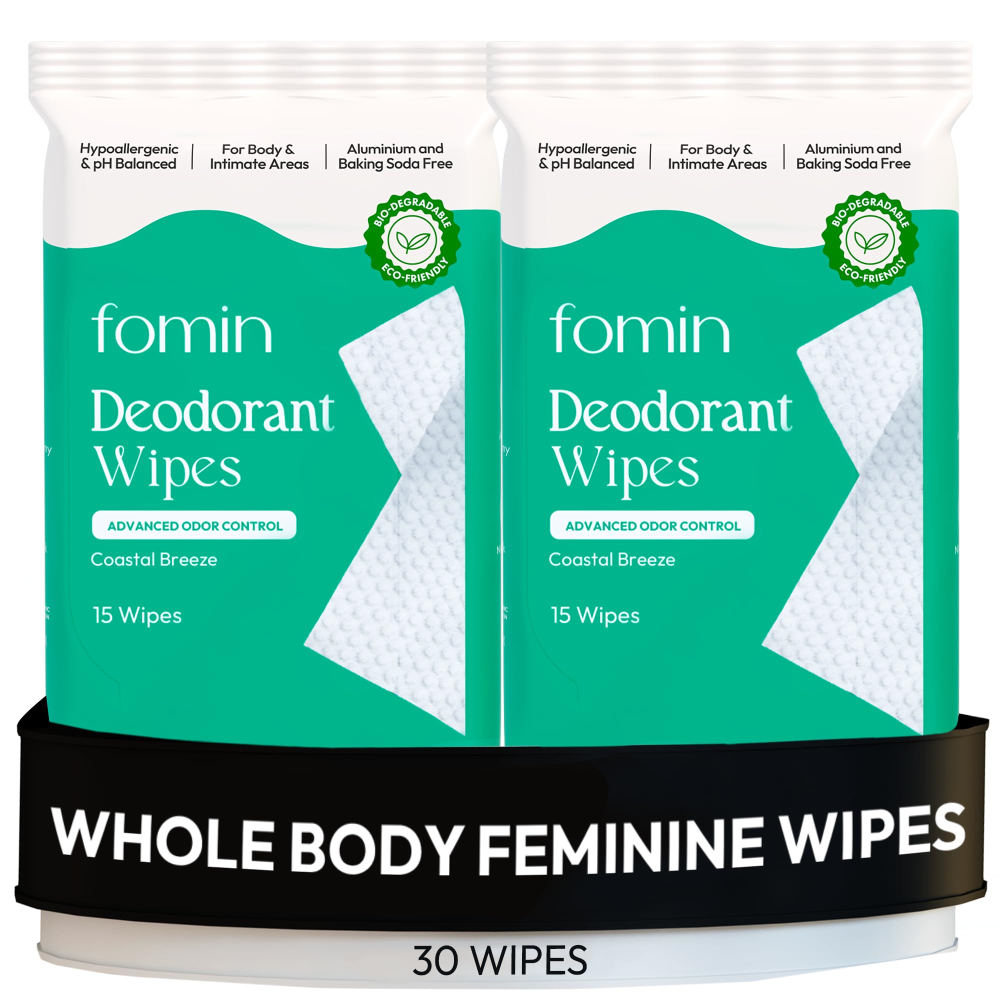 FOMIN Coastal Breeze packaging highlighting plastic-free design for daily refresh.
