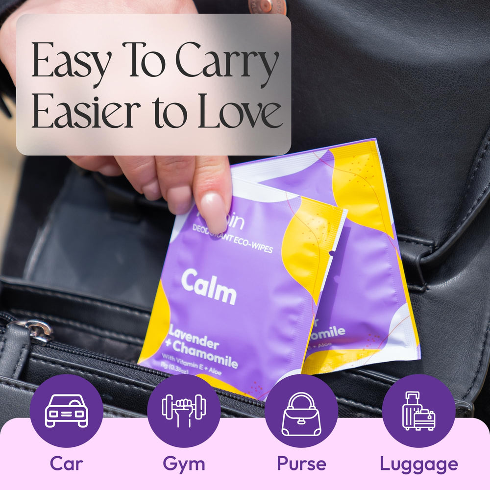 Individually wrapped lavender-chamomile wipes for convenient use